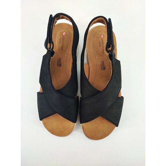 Clarks Women's Unstructured Cushion Strap Black Platform Sandals Size 7M US - Picture 4 of 9